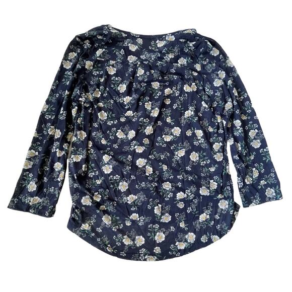 H&M Floral Blouse Long Sleeve Sheer Blue White S EUC - Picture 2 of 7
